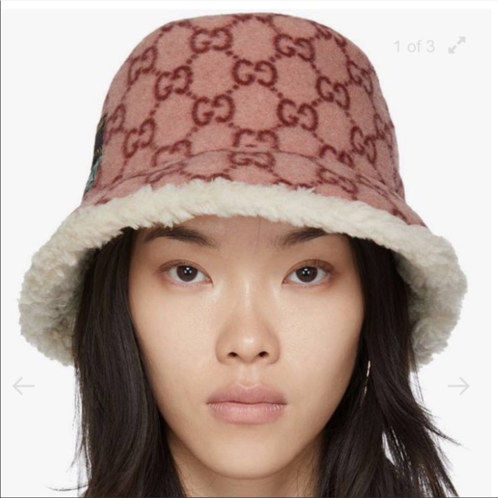 Authentic Gucci fleece wool bucket hat.